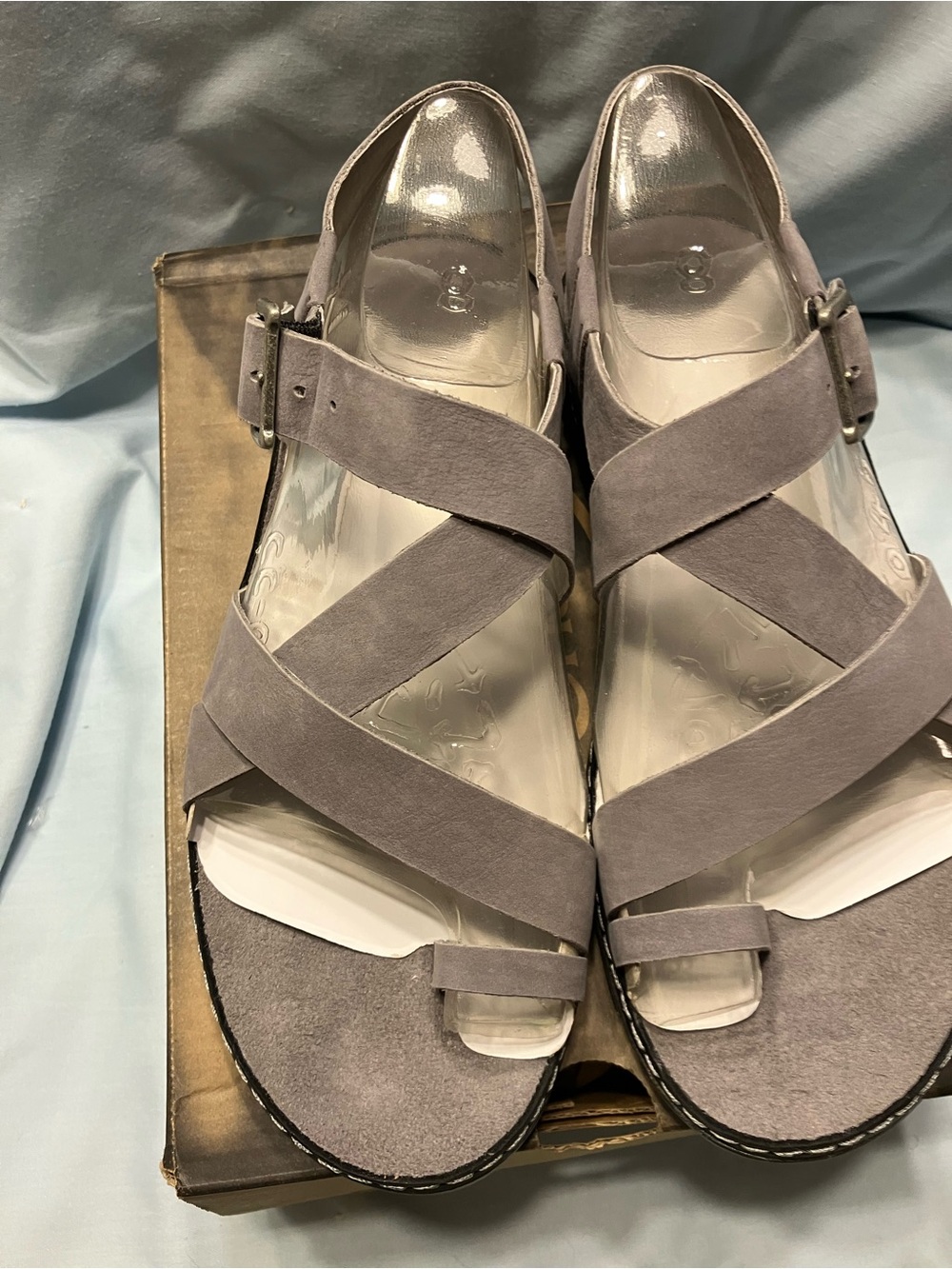 Chaco Women's Gray Suede Crisscross Strap Sandals - Picture 9 of 13